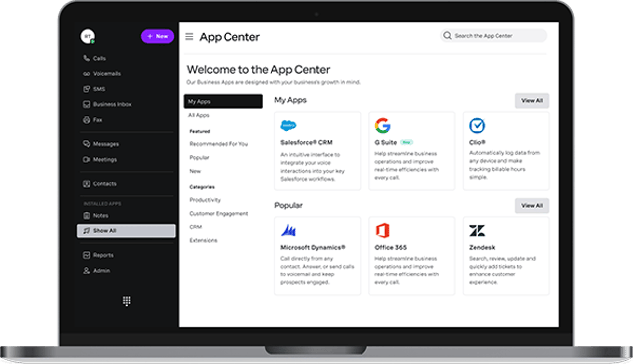Vonage App Center: A Better Ecosystem Vonage app center screenshot in desktop view