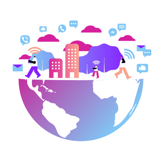 UC Globe illustration of people walking on a globe