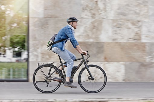 man on bicycle with helmet man on bicycle with helmet