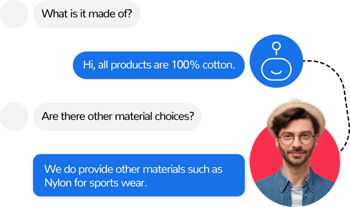 Two-way chat depicting material selection